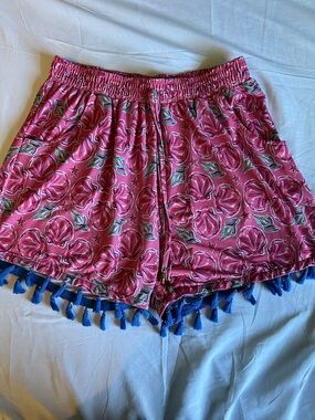 Pink Floral Tassel Shorts